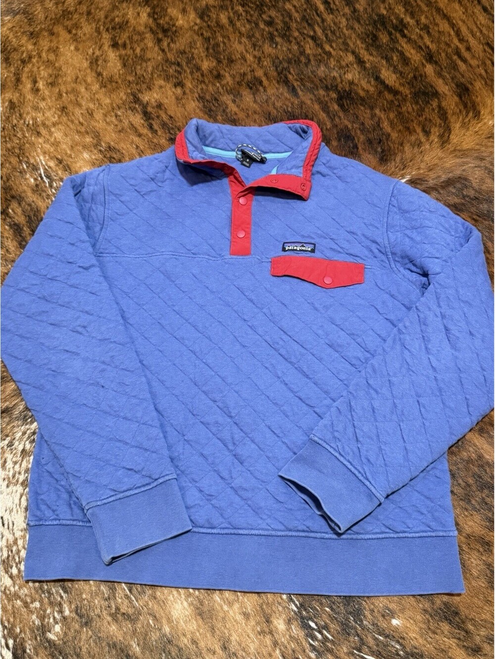 Patagonia Men's Organic Cotton Quilt Snap-T Pullover Large Navy Blue